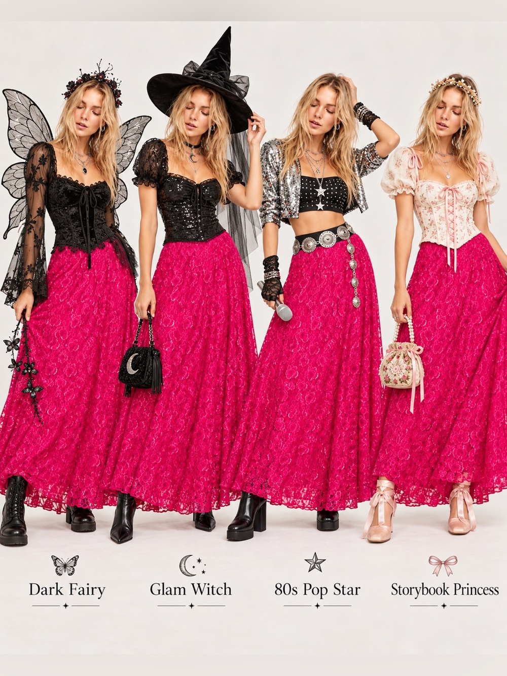 LuLaRoe Bright Fuchsia Lace Maxi Skirt